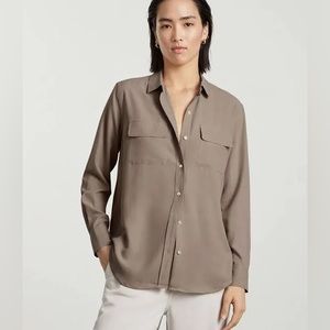Everlane NWT Silk Button Down Oversize Mocha Size 00